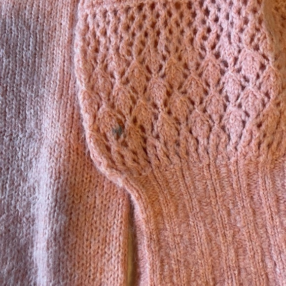 Old Navy Women Wool Blend Pink Sweater SZ 3X Crochet Sleeves - Picture 5 of 6